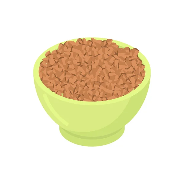 Cuenco de cereal de trigo sarraceno aislado. Comida saludable para desayunar. V. — Vector de stock