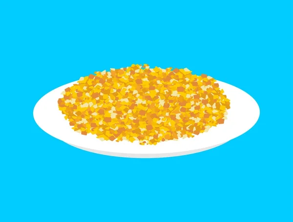 Cereales de maíz en placa aislada. Comida saludable para desayunar. Vecto. — Vector de stock