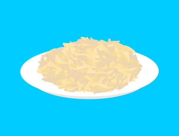 Ρύζι μπασμάτι δημητριακών στην πλάκα που απομονώνονται. Υγιεινή διατροφή για breakf — Διανυσματικό Αρχείο