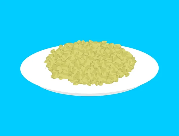 Πράσινο φαγόπυρο δημητριακών στην πλάκα που απομονώνονται. Υγιεινά τρόφιμα για διάλειμμα — Διανυσματικό Αρχείο