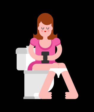 Wonam tuvalet üzerinde. Wc. vektör çizim kızdır