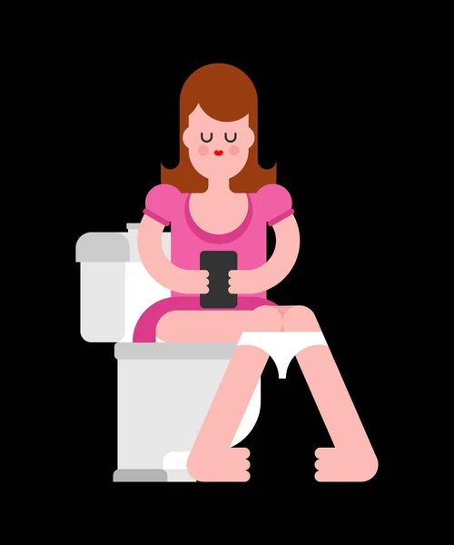 Wonam auf der Toilette. Mädchen ist in wc. Vektorillustration — Stockvektor