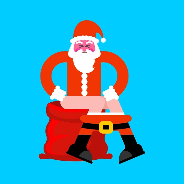Σάντα στην τουαλέτα κόκκινη τσάντα. Κακά Χριστούγεννα ο παππούς είναι στο Xma Wc. — Διανυσματικό Αρχείο