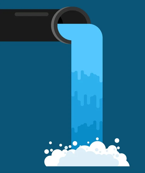 Water gieten van pijp. Stroom van schoon water. Vector illustratio — Stockvector