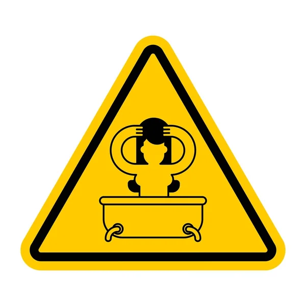 Attention fille dans le bain. jaune signe prohibiteur de danger. Vecto — Image vectorielle