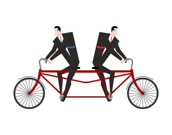 Konkurrens affärsman på cykel tandem rida i olika dire — Stock vektor