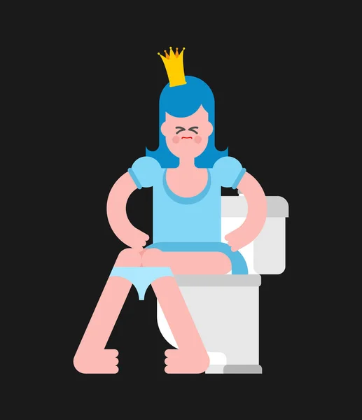 Prinzessin auf Toilette. Frau ist in wc. süßes Mädchen mit Krone. Vecto — Stockvektor