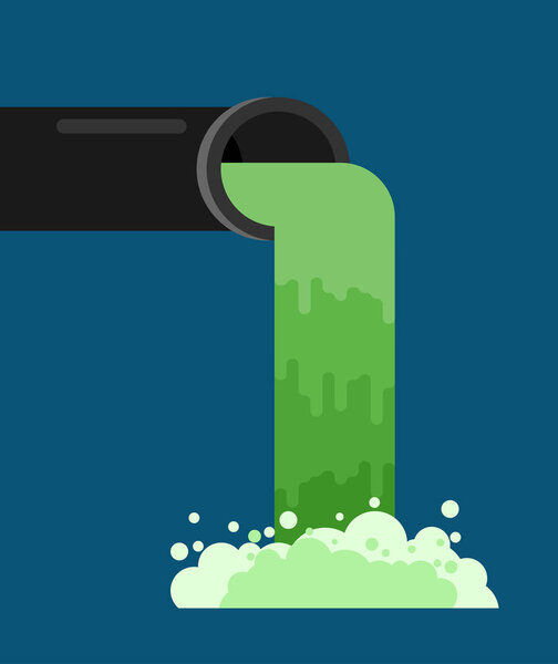  Industrial waste from pipe. Sewage Flow. Environmental pollutio