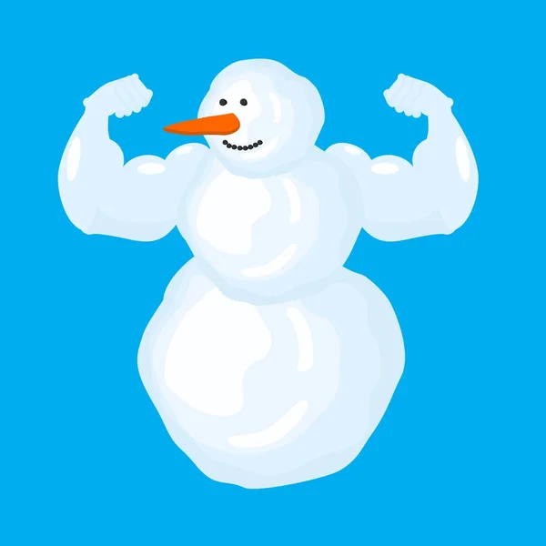 Sterke sneeuwpop geïsoleerd. Winter fitness. Sneeuw sport. Vector ziek — Stockvector