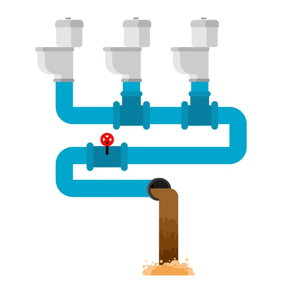 Riolering. WC-pot en riool. Afvalwater. Vector afb — Stockvector