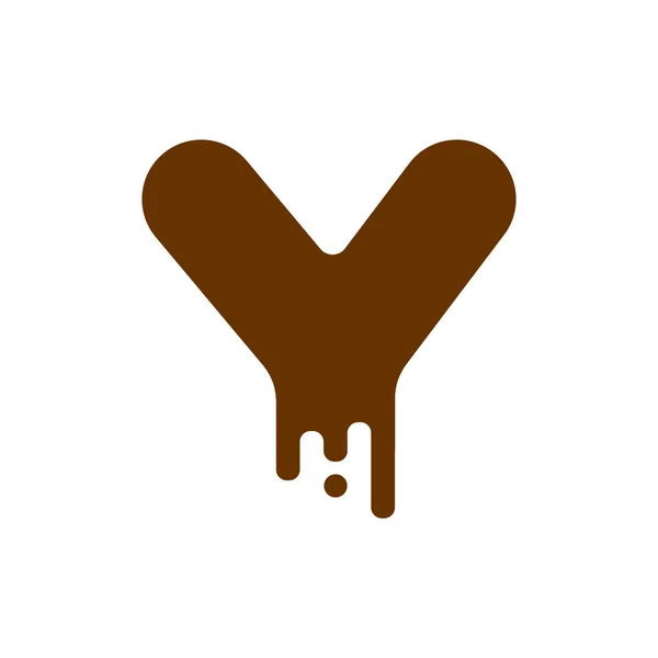 Fonte Letter Y Chocolate. alphabet de douceur. Lettrage liquide. S — Image vectorielle