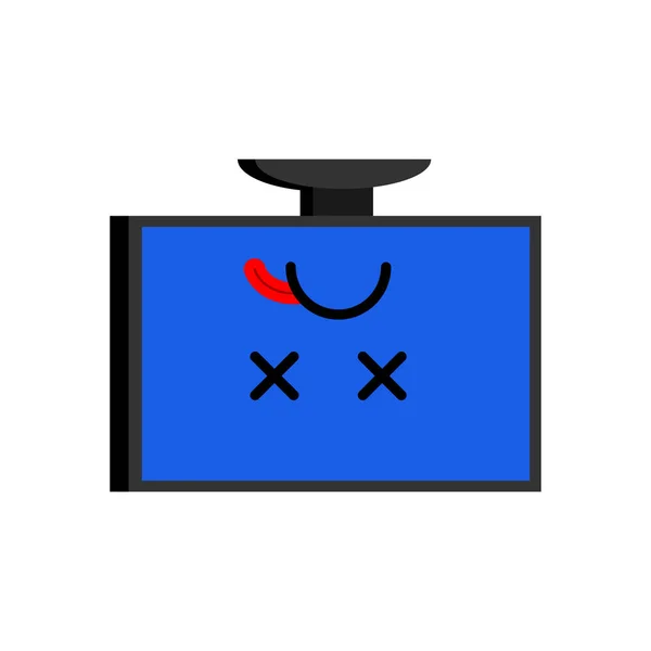 Ordenador roto. PC muerto Emoji. Pantalla azul de la muerte. Vector enfermo — Vector de stock