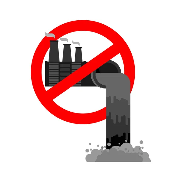 Σταματήστε τη ρύπανση του περιβάλλοντος. Φυτό απαγορεύεται. Απαγόρευση εργοστάσιο. — Διανυσματικό Αρχείο