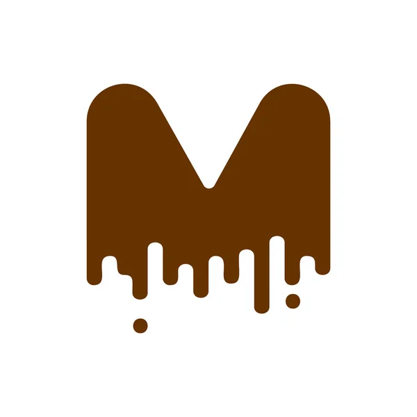 Letra M Chocolate fuente. alfabeto dulzura. Letras líquidas. S — Vector de stock