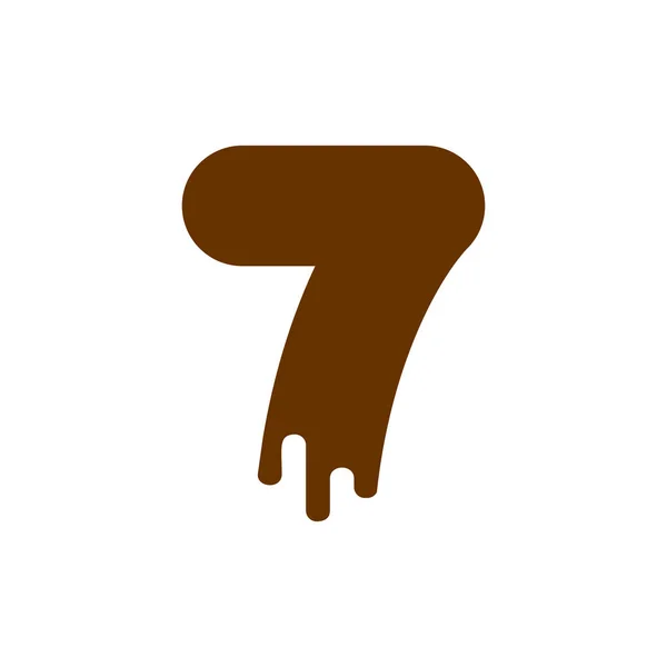 番号 7 のチョコレート フォント。数字の 7 の甘さのアルファベット。Liqui — ストックベクタ