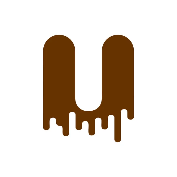 Fonte Letter U Chocolate. alphabet de douceur. Lettrage liquide. S — Image vectorielle
