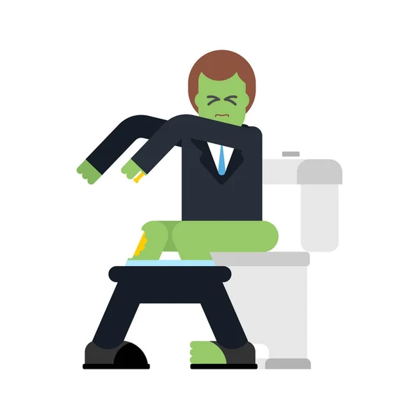 Zombie na záchod. Zelená mrtvý muž v Wc. vektorové ilustrace — Stockový vektor
