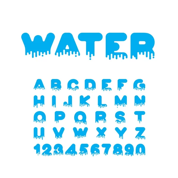 Wasser flüssige Quelle. Aqua-Alphabet. zähflüssige Buchstaben — Stockvektor