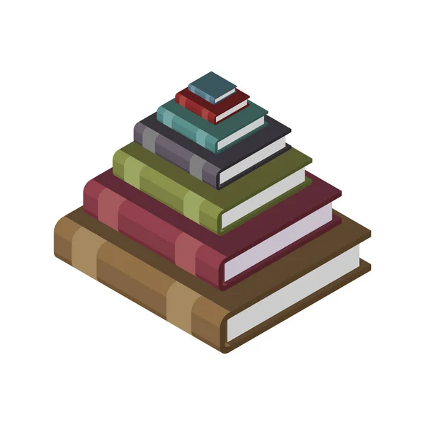 Pyramide aus Büchern. Illustration von Wissen und Schulungskonzept — Stockvektor