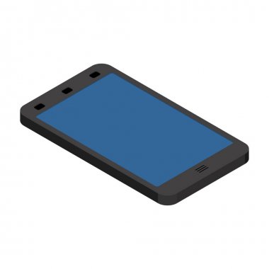 Smartphone izometrik tarzı. Gadget'ı telefon izole edilmiştir. Vektör hastası