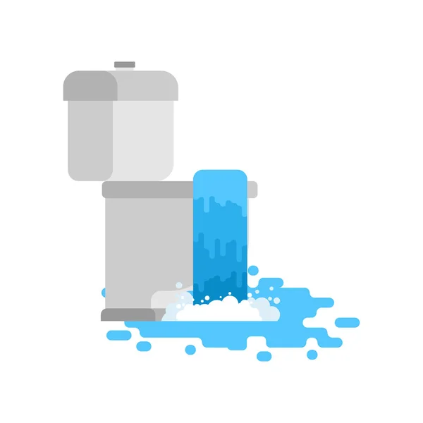 El inodoro está obstruido con la fuga de agua. Ilustración vectorial — Vector de stock