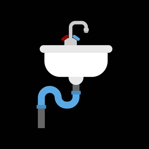 Sink isolated. Washbasin white. Plumbing vector illustration. — Stock Vector
