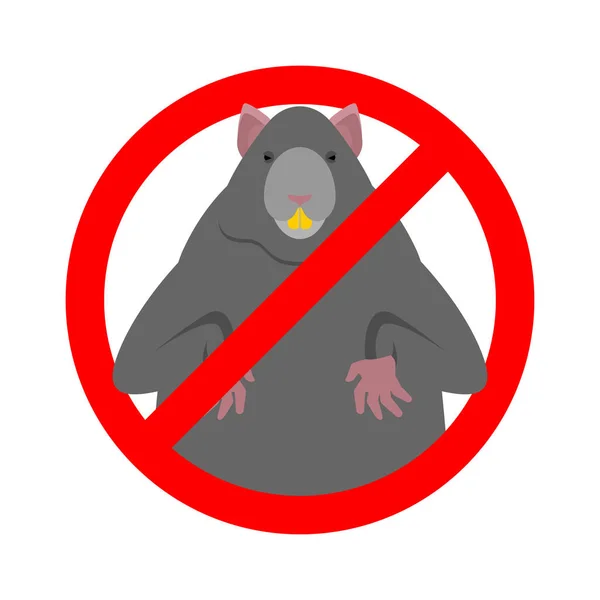 Detén a Rata. Ban Big Mouse. Rodent Vector de signos prohibitivos Illustra — Archivo Imágenes Vectoriales