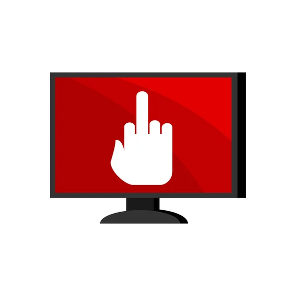 Virus in computer. Cyber attack for pc. Fuck on monitor. Blocked — Stock Vector