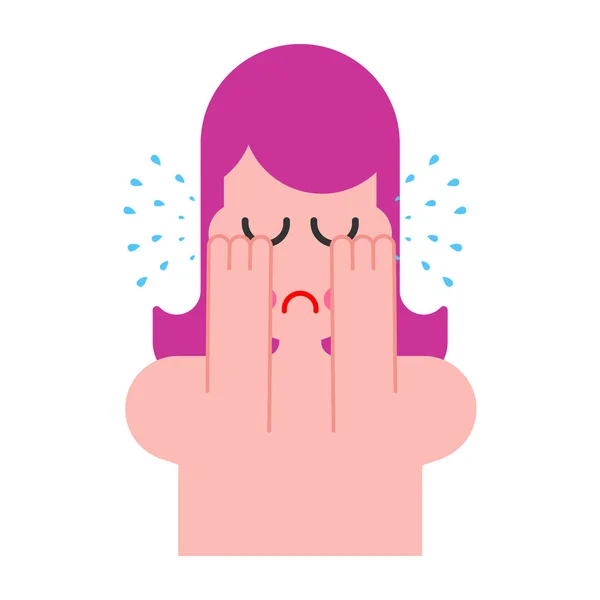 Woman is crying. female hysterics. Fountains of tears. Lot of te — Stock Vector