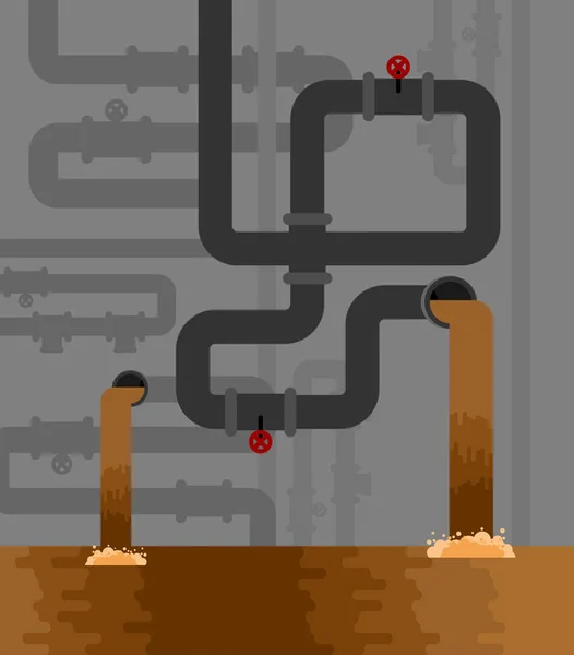 Podzemní kanalizační potrubí systému. Vodovody a kanalizace Se — Stockový vektor