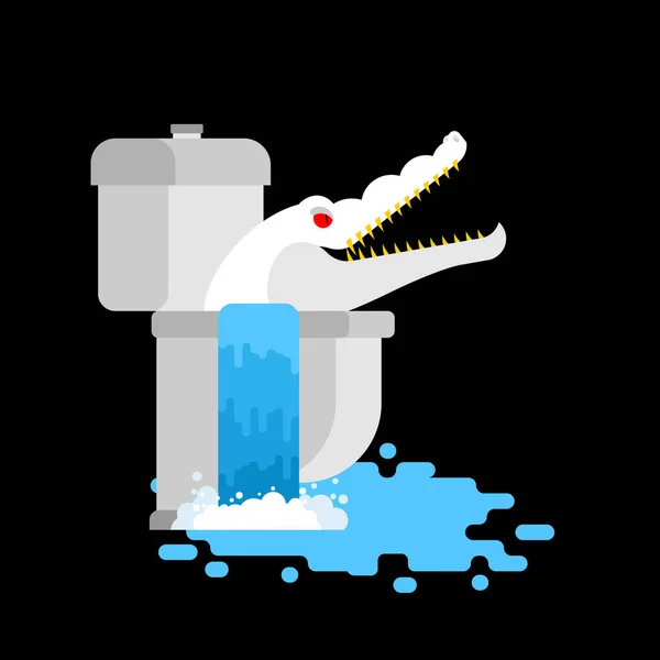 Albino-Alligator in Toilette. Krokodil weißes Monster in der Kanalisation. pr — Stockvektor