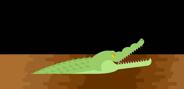 Assainissement en alligator. Crocodile dans les égouts. Animal prédateur. Ville le — Image vectorielle