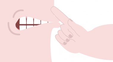 Parmak, ağız. ile sessizliktir. Vektör çizim sus