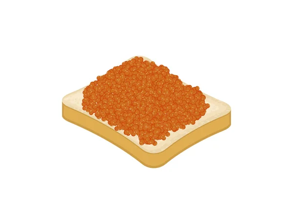Smörgås med röd fisk kaviar isolerade. Vektorillustration — Stock vektor