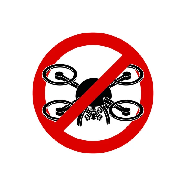 Quadrocopter を停止します。空中写真撮影は禁止します。赤 prohibi — ストックベクタ