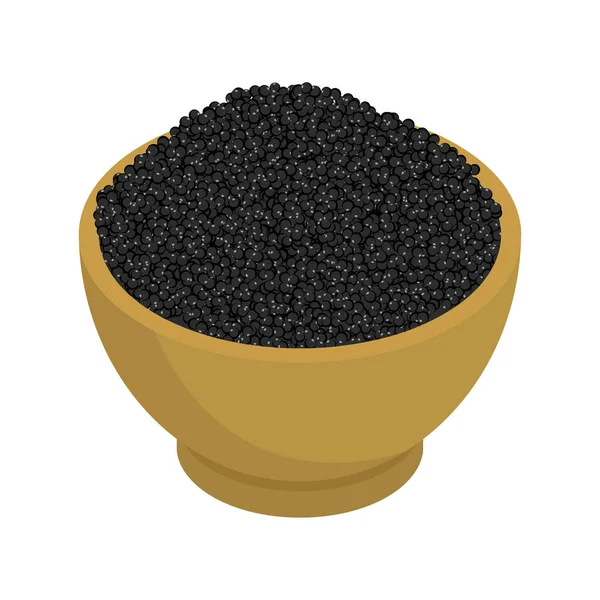 Caviar negro aislado. Comida deliciosa de caviar de pescado . — Vector de stock