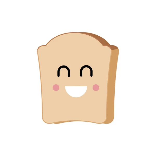 Frohes Brot-Emoji. glücklicher Nahrungsmittelvektor Illustration — Stockvektor