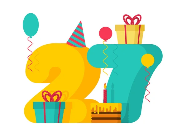 1 año Feliz cumpleaños tarjeta de felicitación. 1º aniversario de celebración — Vector de stock