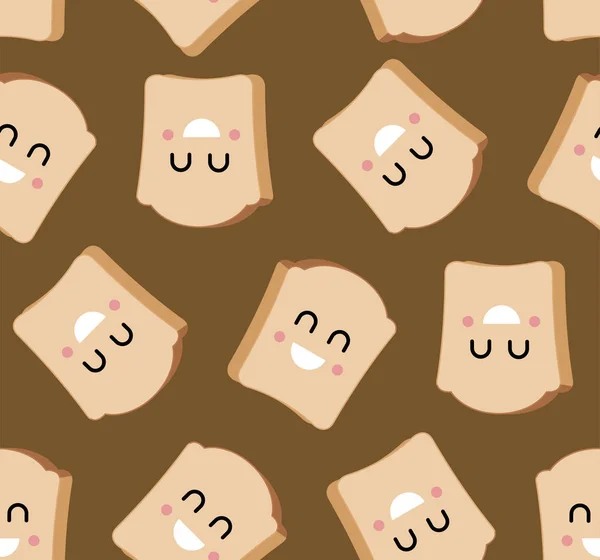 Stück Brot nahtlose Muster. Lebensmittel Textur Vektor illustratio — Stockvektor