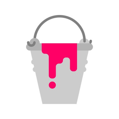 İzole kırmızı boya ile kova. Vektör çizim