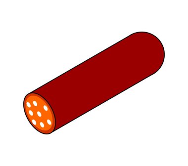 Salam izometrik tarzı. izole sosis. Gıda vektör illustrati