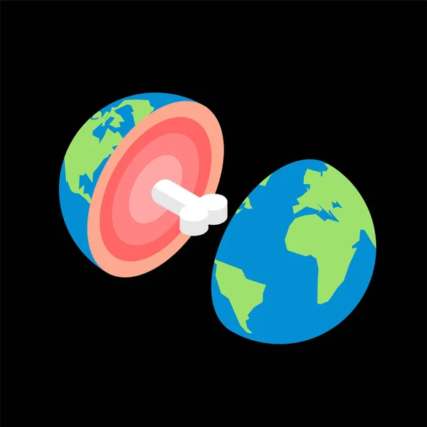 骨付きカットの地球。地球の構造 — ストックベクタ