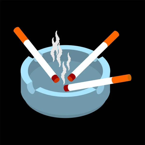 Ashtray with cigarettes isolated. Accessory of smoker. — Stock Vector