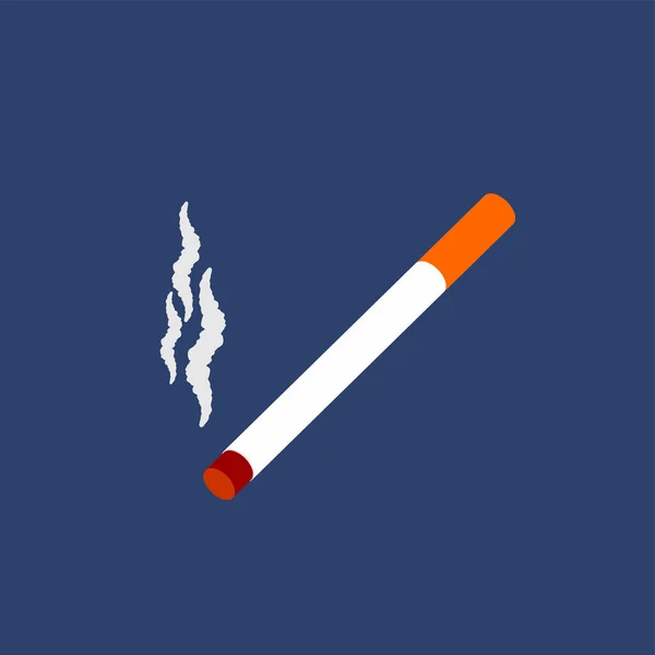Cigarrillo y humo aislados. Fumar estilo isométrico — Archivo Imágenes Vectoriales