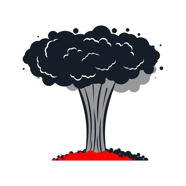 Explosión nuclear aislada. Guerra. mu químico explosivo rojo grande — Vector de stock