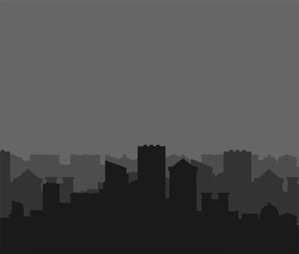 Silhouet van de stad. Megapolis silhouet. Wolkenkrabbers en gebouwen — Stockvector