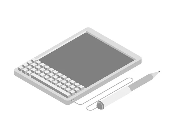 Elektronische handtekening tablet. Props voor elektronisch document. Isome — Stockvector