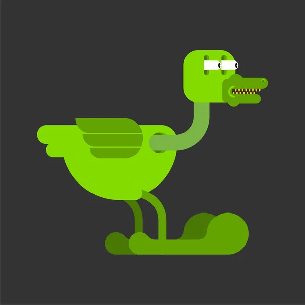 Kaczka dinozaur potwór prehistoryczne. Zielony drake. Wektor krótsze. — Wektor stockowy