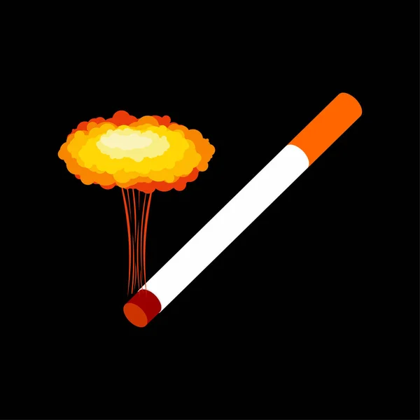 Cigarrillo y explosión aislados. Fumar vector ilustración — Archivo Imágenes Vectoriales