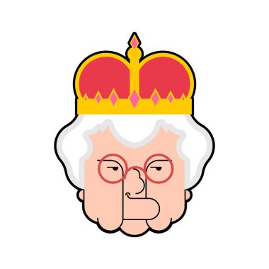 Kraliçe izole. Yaşlı kadın taç patron. Vektör çizim